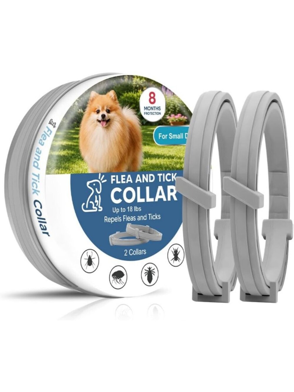 Plant-Based Flea & Tick Collar for Small Dogs - 2 Pack, Effective Protection